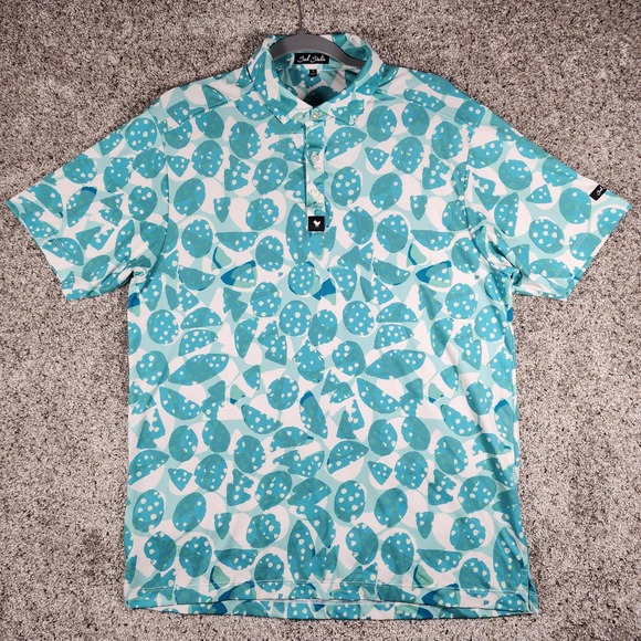Bad Birdie Other - Bad Birdie Golf Polo Mens Large Teal Abstract Performance Stretch Excellent